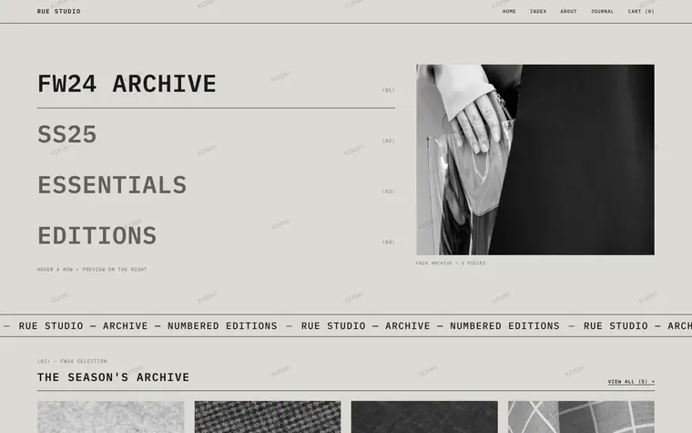 Archive theme — storefront home page