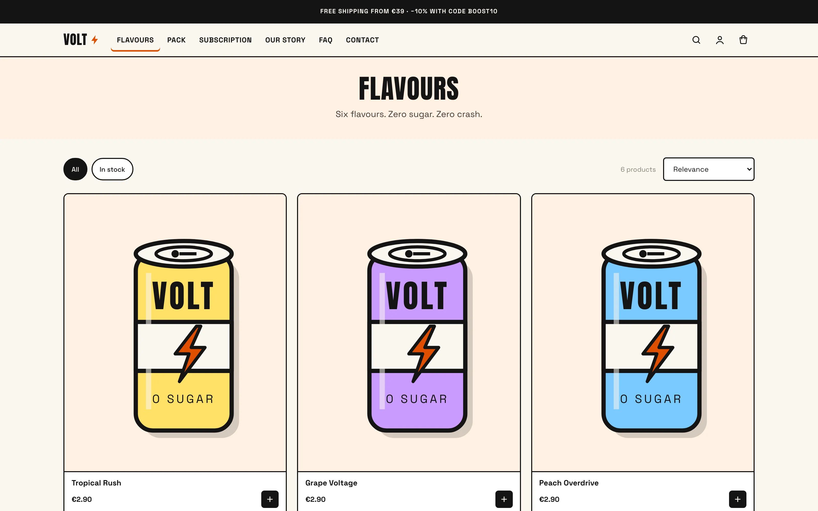 VOLT collection with filters