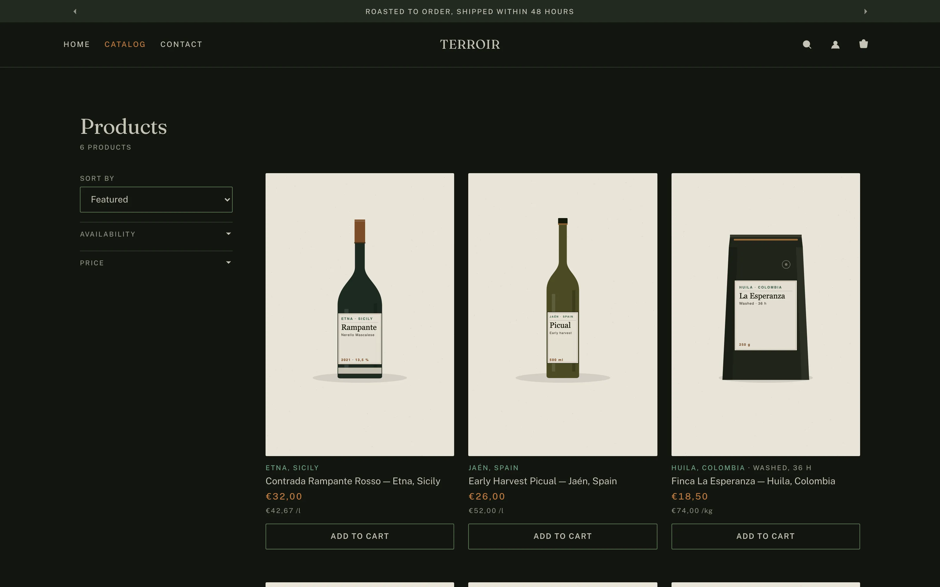 TERROIR collection with filters