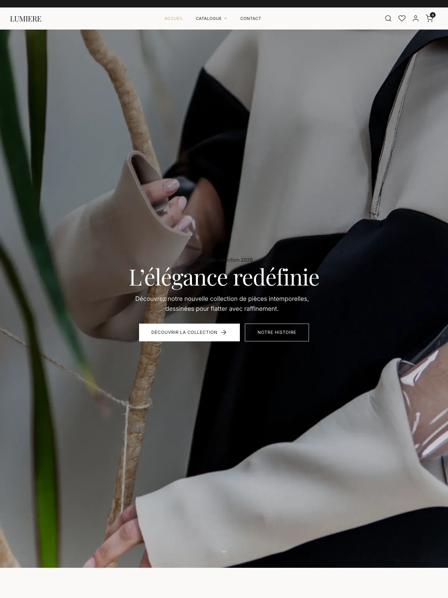 LUMIERE — page d’accueil de la boutique de démonstration