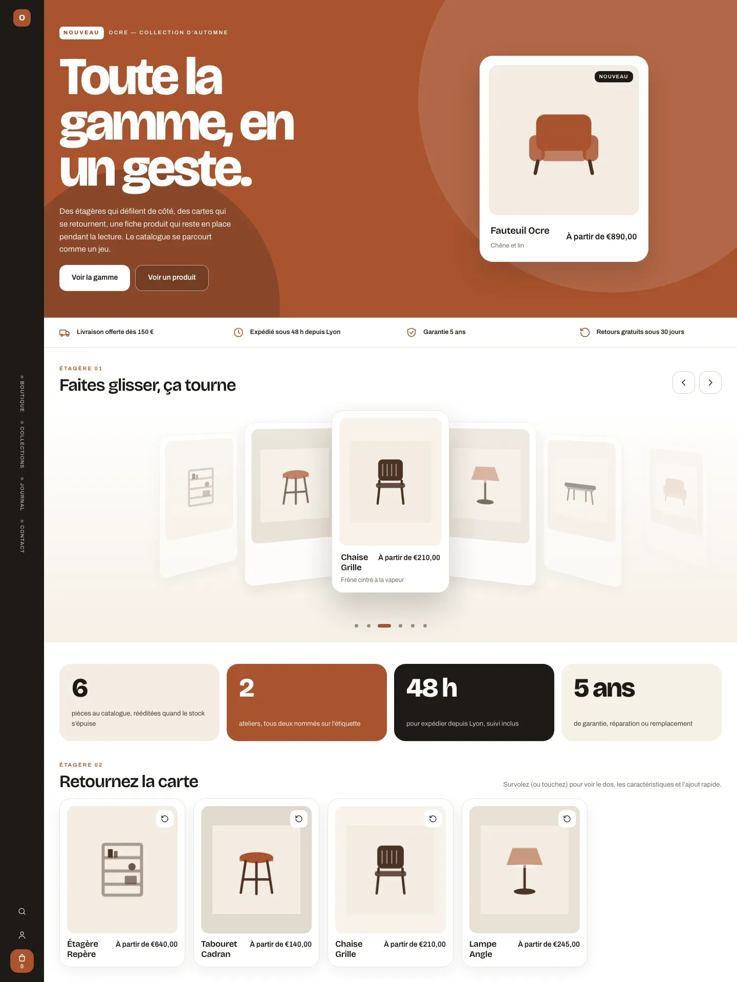OCRE — page d’accueil de la boutique de démonstration