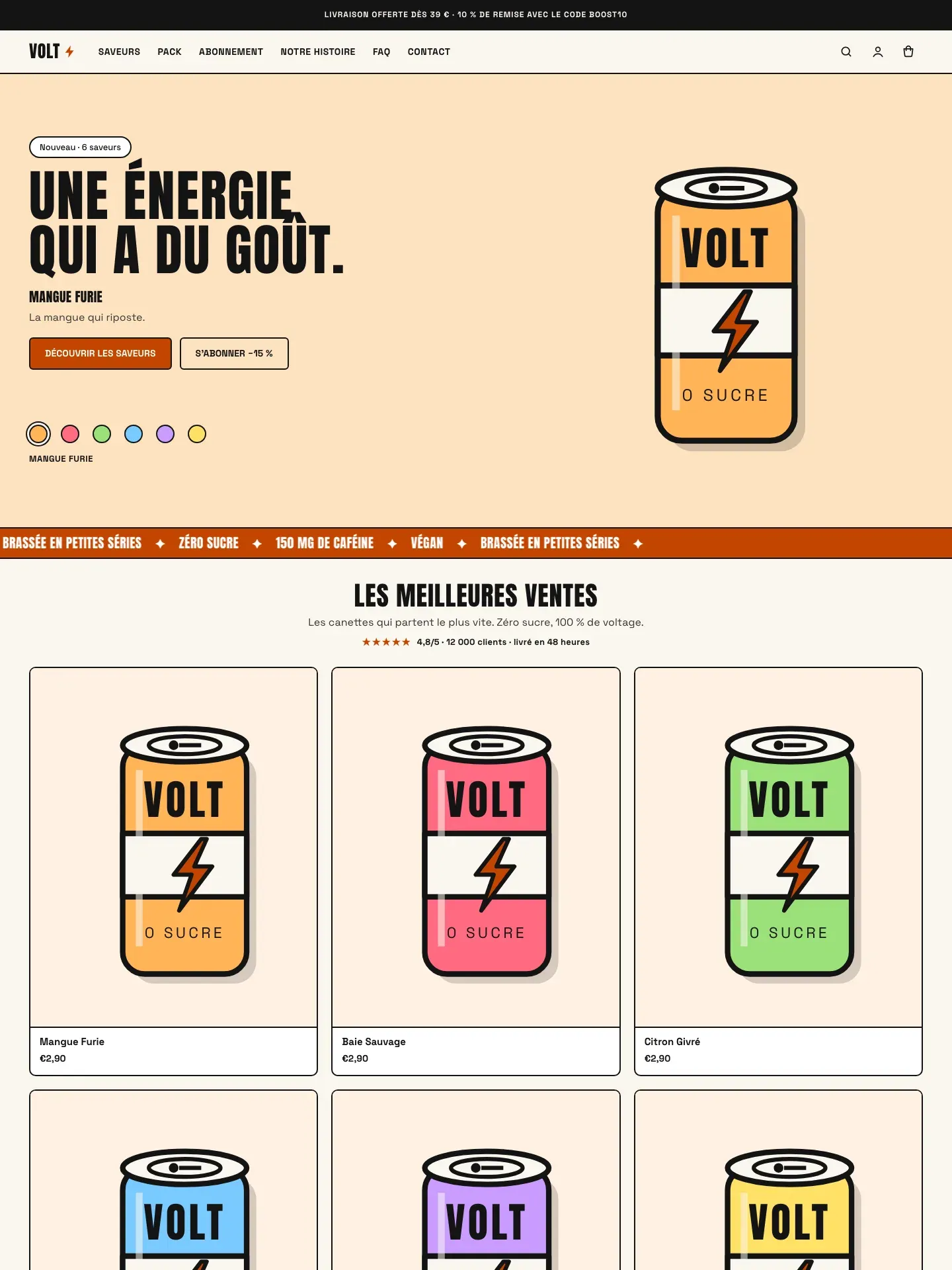 VOLT — page d’accueil de la boutique de démonstration